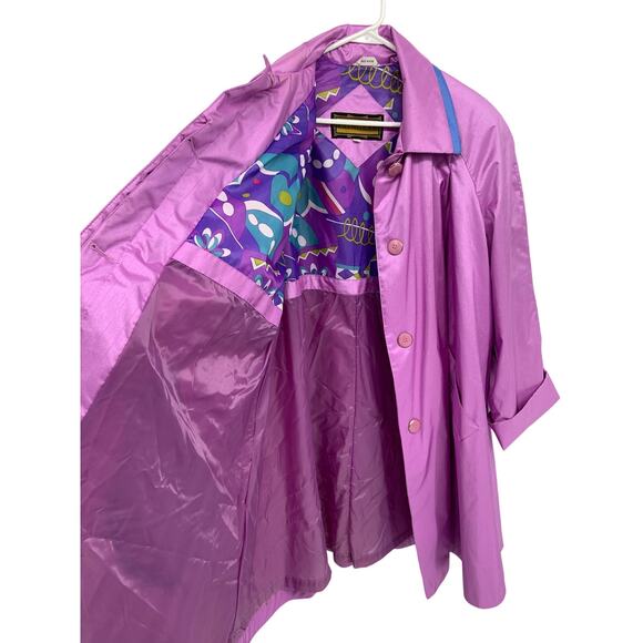 Vintage 80s 90s Raingear Purple Rain Jacket Coat Front Zip with Pockets Size L - Picture 6 of 8